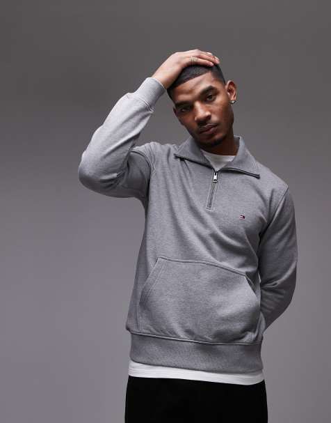Tommy Hilfiger essential half zip polo shirt in grey