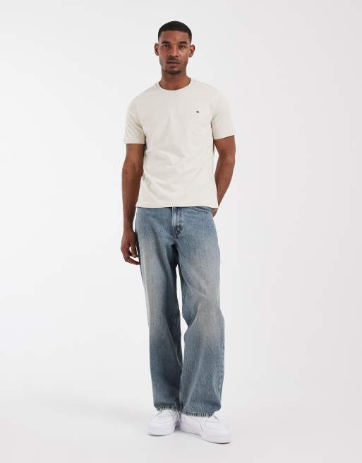 Tommy Hilfiger - Essential - T-shirt vestibilità classica beige chiaro, 4 di 5