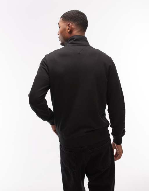 Tommy Hilfiger essential terry 1/4 zip sweatshirt in black, 3 of 5
