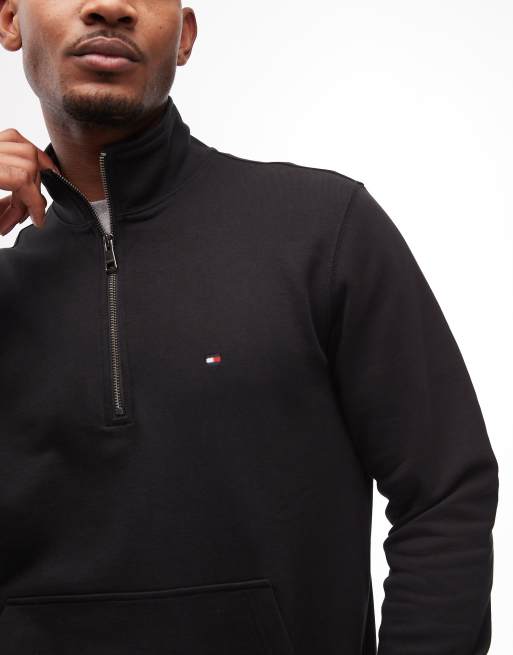 Tommy Hilfiger essential terry 1/4 zip sweatshirt in black, 4 of 5