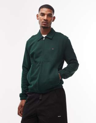 Tommy Hilfiger essential terry zip up sweatshirt in dark green