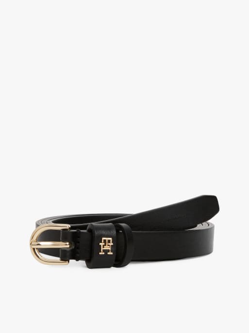 Tommy Hilfiger Essential th monogram leather belt in black, 2 of 4