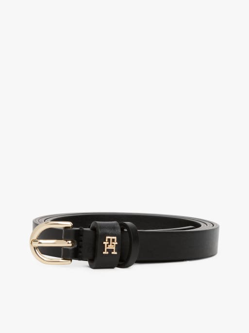 Tommy Hilfiger Essential th monogram leather belt in black, 4 of 4