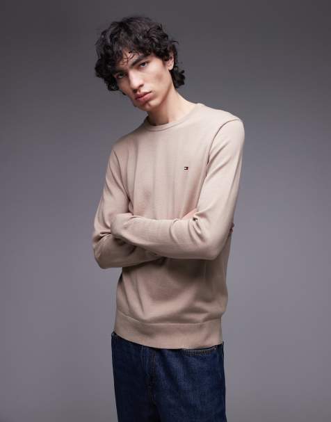 Tommy Hilfiger - Essentials - Gråbrun trøje i strikket bomuld - view 1