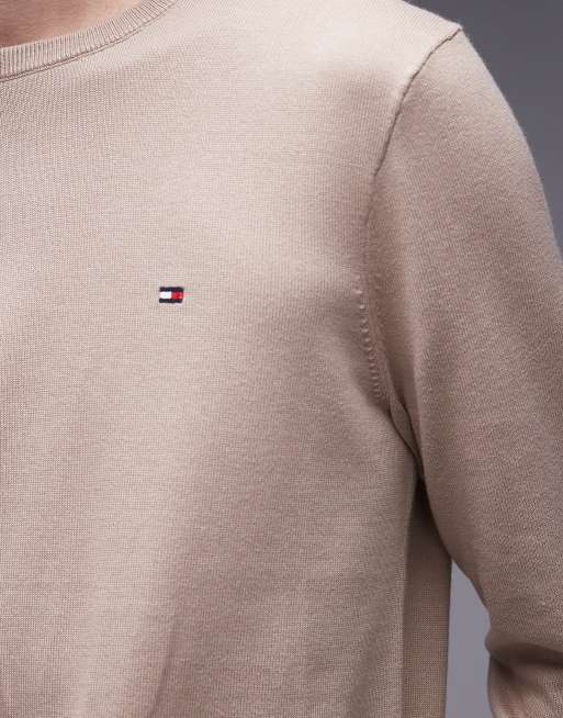 Tommy Hilfiger - Essentials - Gråbrun trøje i strikket bomuld, 5 af 5
