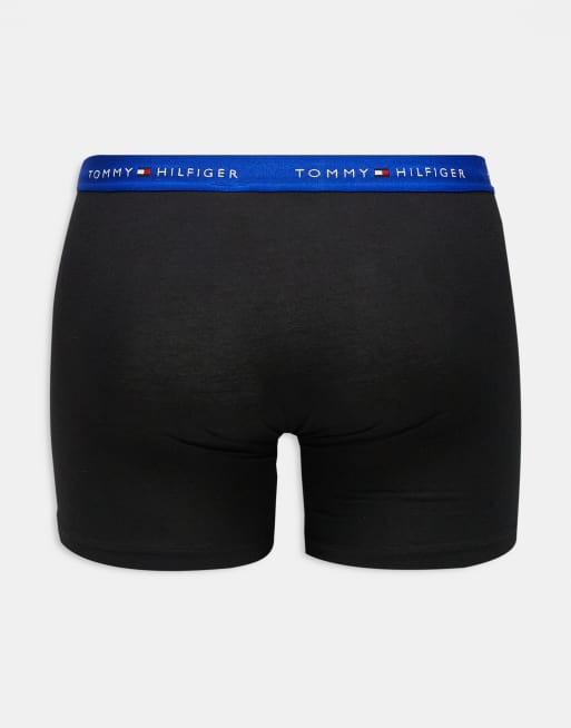 Tommy Hilfiger - Essentials - Lot de 3 boxers en coton à taille violette et bleue à logo - Noir, 3 de 3