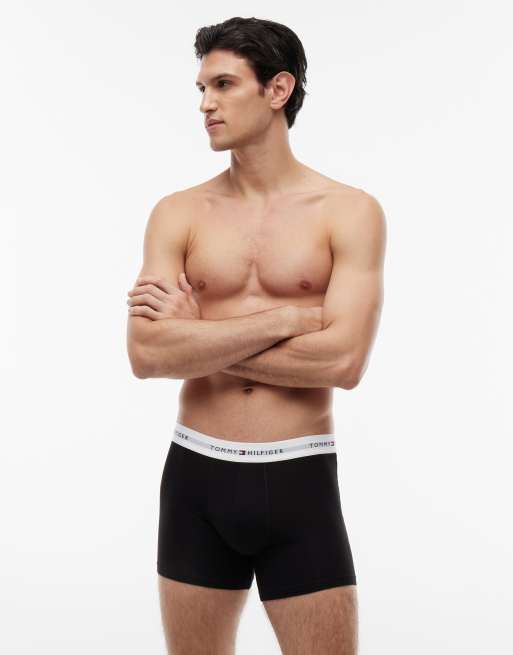 Tommy Hilfiger - Essentials - Lot de 3 boxers en coton avec ceinture griffée blanche - Noir, 2 de 4