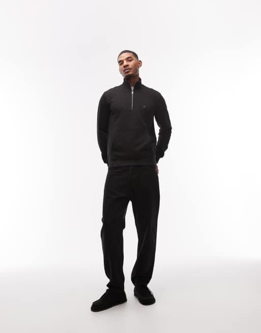 Tommy Hilfiger - Essentials - Sort sweatshirt med 1/4 lynlås i terry-stof, 2 af 5