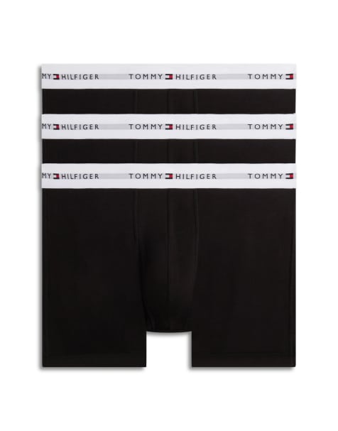 Tommy Hilfiger – Essentials – Svarta boxershorts med signatur och vita midjeband med signatur i bomull, 3-pack - view 1