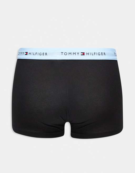 Tommy Hilfiger – Essentials – Svarta trunks i bomull med blå och gröna midjeband och logga, 3-pack, 3 av 3