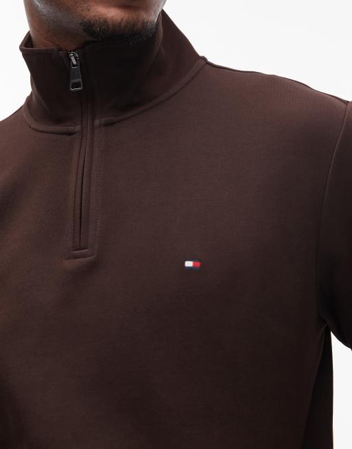 Tommy Hilfiger - Essentials - Trui met 1/4 rits in chocoladebruin, 5 van 5