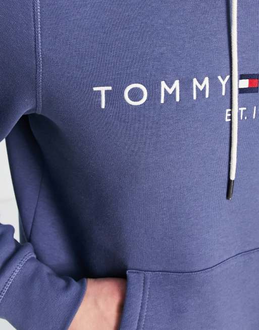 Tommy Hilfiger Women's Logo Sweatshirt Hoodie Dress Blue Size X-Small