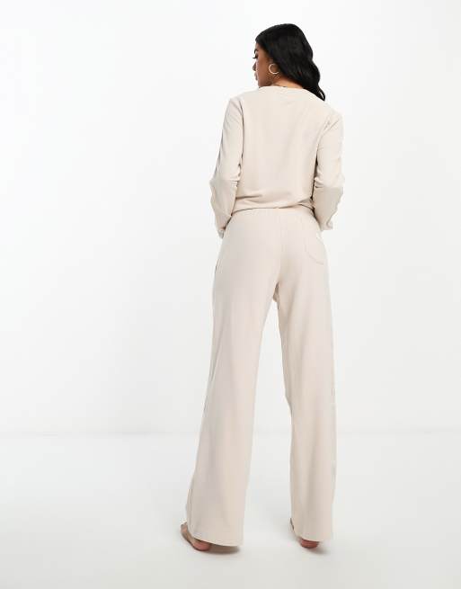 Tayla Beige Wide Leg Sweatpants