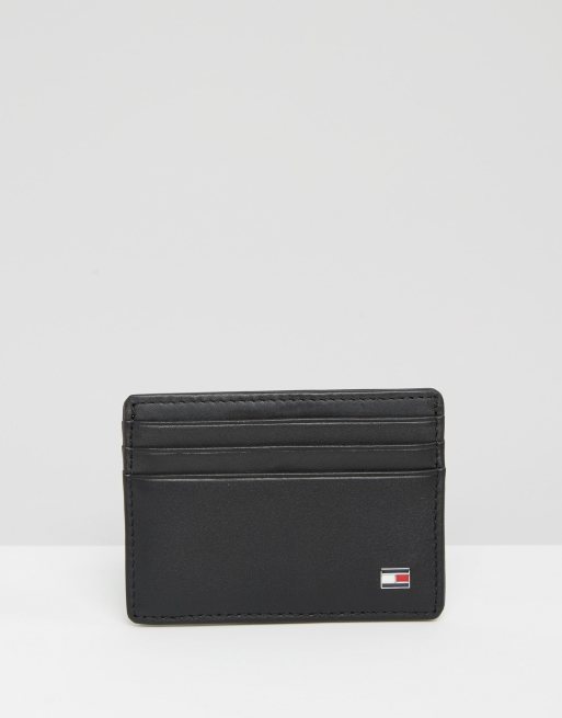 Tommy hilfiger eton store leather cardholder in black