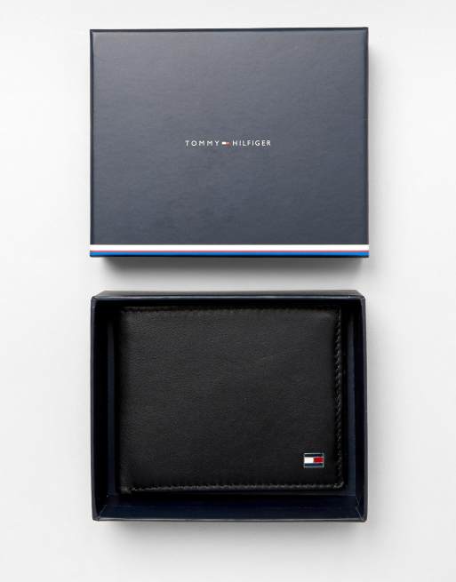 Tommy Hilfiger Eton mini billfold leather wallet in black