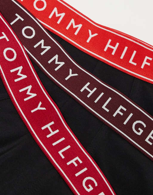 Tommy Hilfiger everyday essentials 3 pack boxer briefs in black with red waistbands, 3 of 3