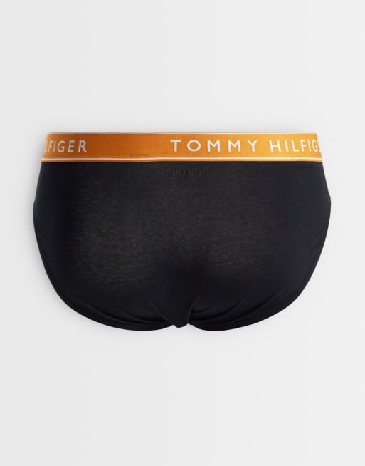 Tommy Hilfiger Everyday Essentials 3-pack briefs in black with orange/gray/red waistbands, 2 of 3
