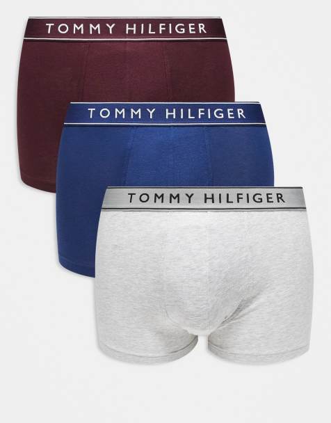 Tommy Hilfiger everyday essentials 3 pack trunks in grey/navy/burgundy - view 1