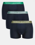 [Tommy Hilfiger] Tommy Hilfiger everyday essentials 3 pack trunks in navy with green waistbands L Unt Olv/Nvue Grn/G