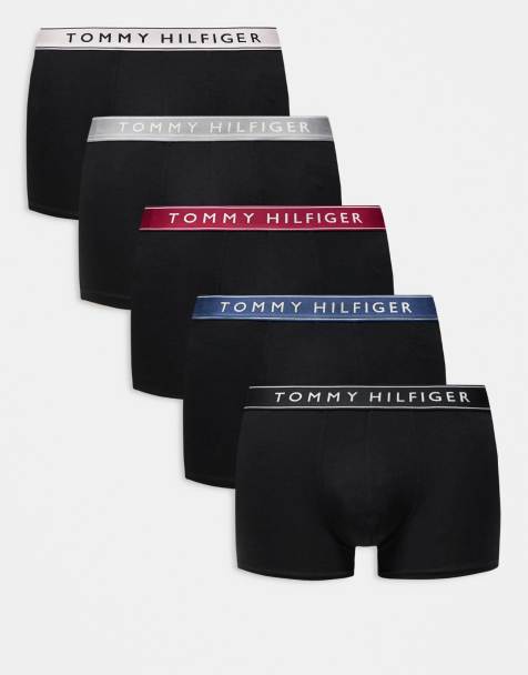 Tommy Hilfiger Everyday Essentials 5 pack trunks in black with colourful waistbands - view 1