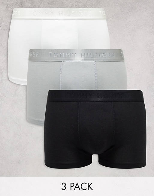 Tommy Hilfiger Everyday Luxe 3 pack trunks in black/white/gray