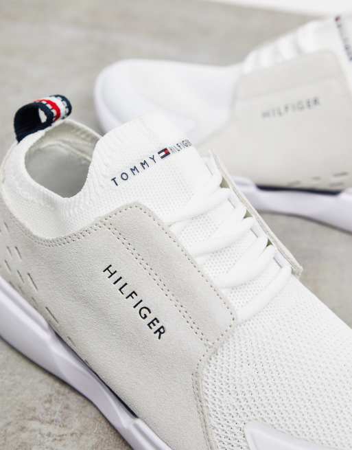 Tommy Hilfiger White Core Cupsole Shoes with Blue Sole