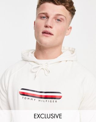 Tommy Hilfiger exclusive to ASOS lounge hoodie with chest flag logo in cream | ASOS
