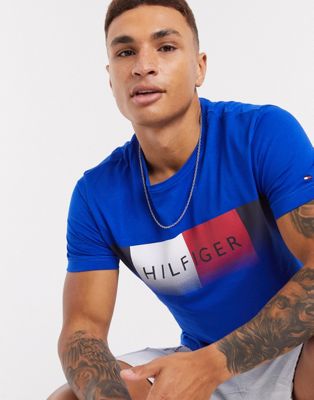 Tommy Hilfiger faded chest logo t-shirt in blue | ASOS