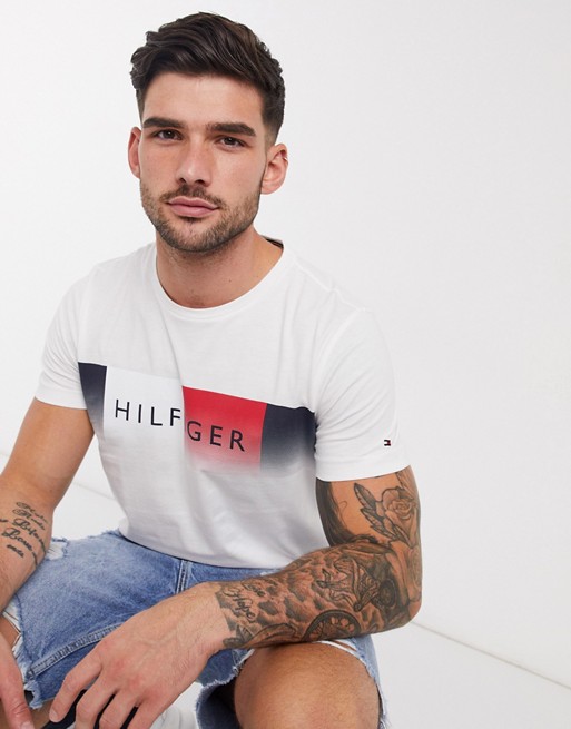 Tommy Hilfiger faded chest logo t-shirt in white