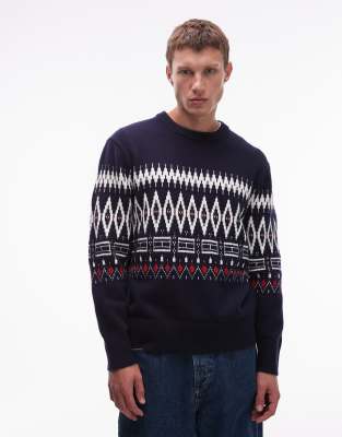 Tommy Hilfiger Fairisle Wool Sweater In Blue