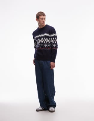Tommy Hilfiger Fairisle Wool Sweater In Blue