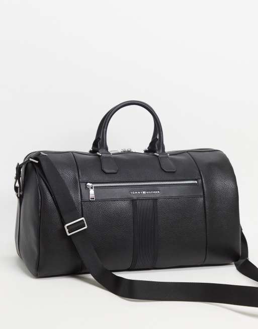 Tommy Hilfiger faux leather duffle bag black with | ASOS