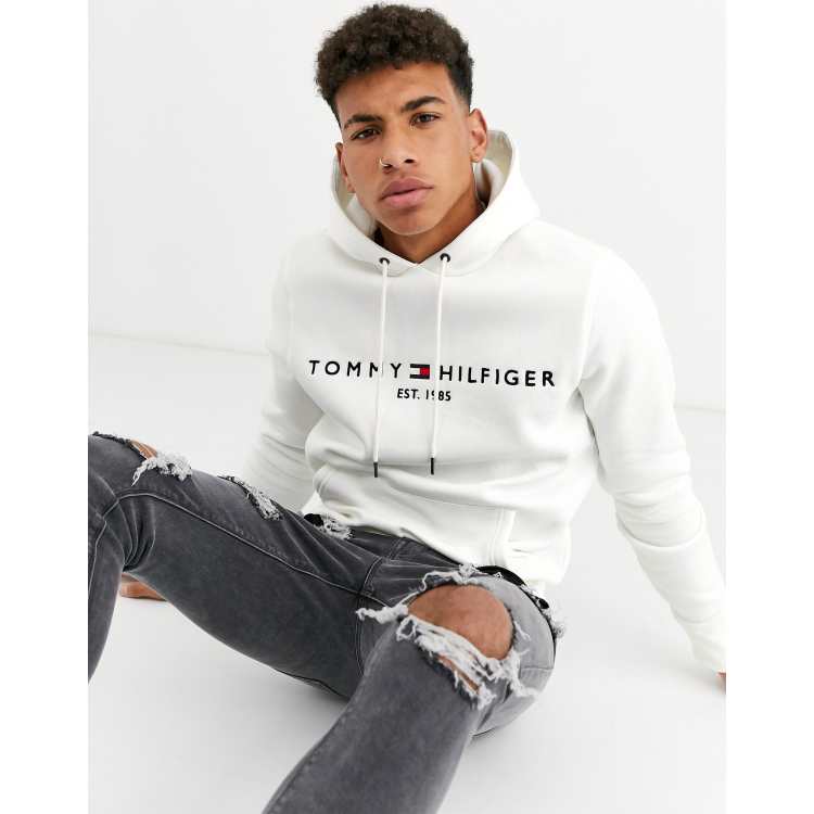 Felpa bianca store tommy hilfiger