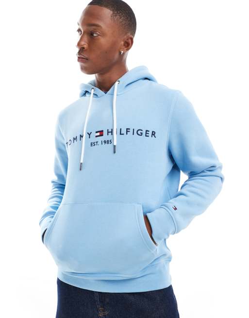 Tommy Hilfiger Felpa con cappuccio blu con logo ASOS