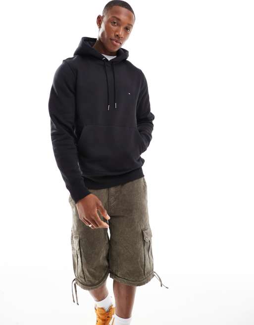 Tommy Hilfiger - Felpa con cappuccio classica nera con bandiera