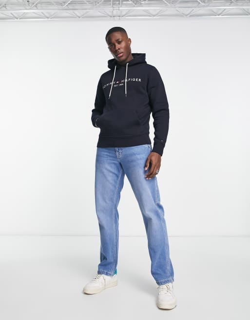Tommy Hilfiger - Felpa con cappuccio e bandiera ricamata blu navy, 4 di 4