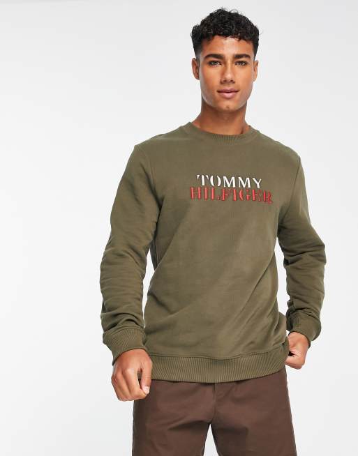 Tommy Hilfiger - Felpa da casa color kaki in coordinato