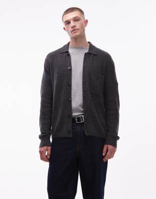 Tommy Hilfiger Fisherman Knit Button Up Coach Jacket In Black