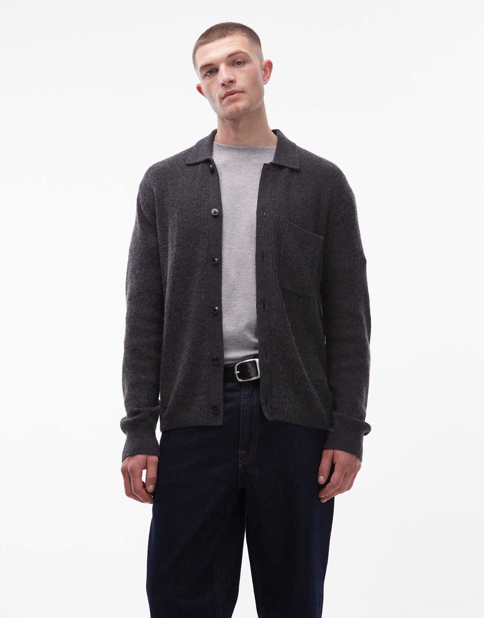 Вязаная рыбацкая куртка на пуговицах coach от Tommy Hilfiger серого цвета 