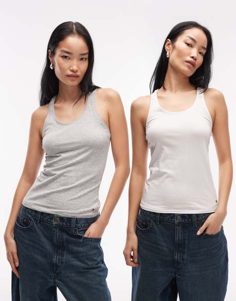 Tommy Hilfiger Flag 2 pack tank tops in white/gray - view 1