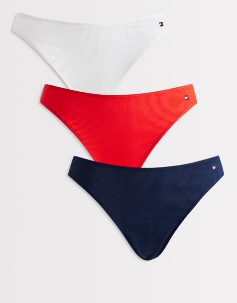 Tommy Hilfiger Flag 3 pack dipped bikini briefs in red/white/navy - view 1