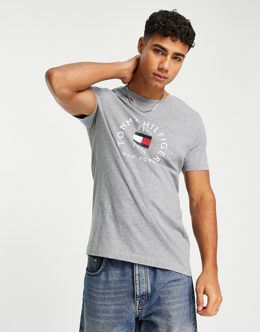 Tommy Hilfiger flag arch logo cotton t-shirt in dark gray