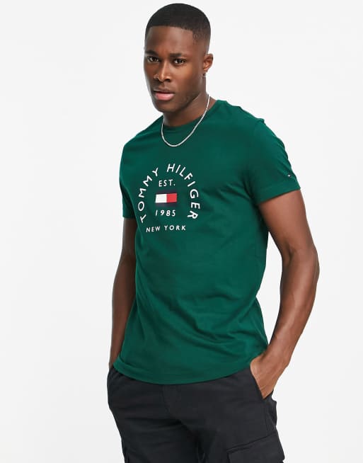 Tommy Hilfiger flag arch cotton T-shirt dark | ASOS