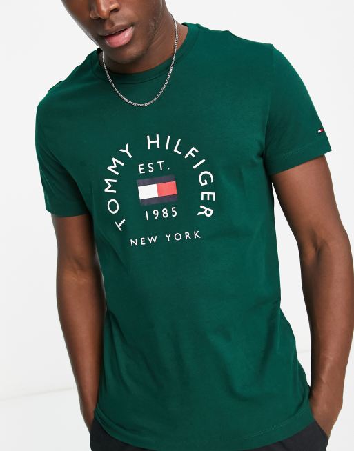 Dark green tommy clearance hilfiger shirt