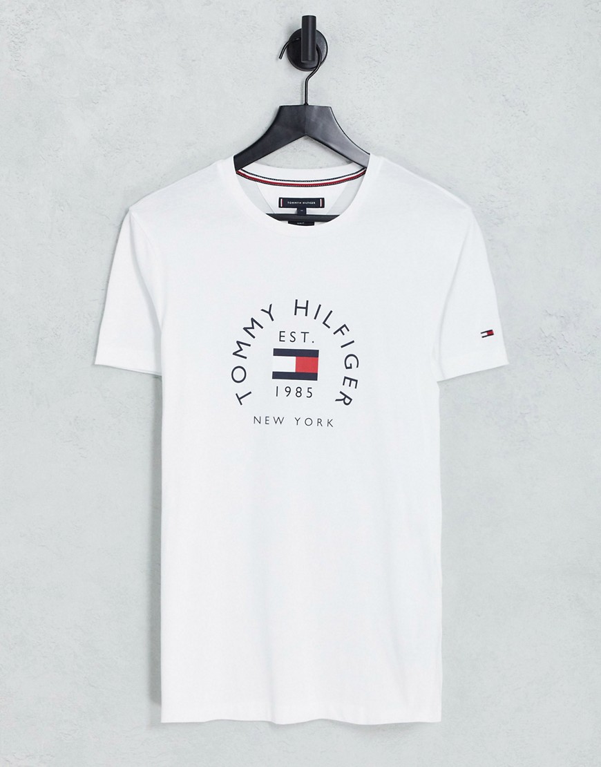 Tommy Hilfiger flag arch logo cotton T-shirt in white