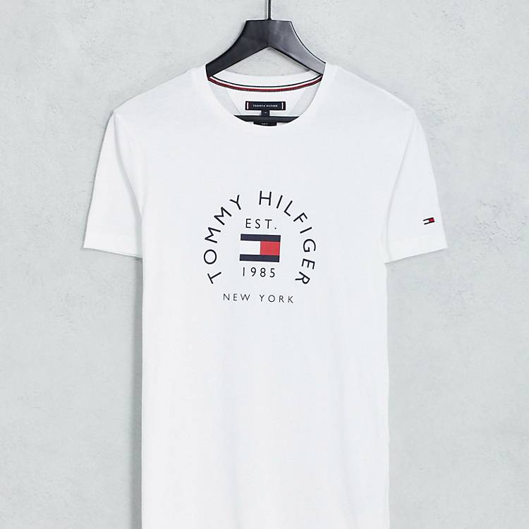 Tommy Hilfiger flag arch logo cotton T-shirt in white | ASOS
