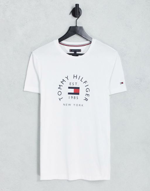 Tommy Hilfiger flag arch logo cotton T-shirt in white | ASOS