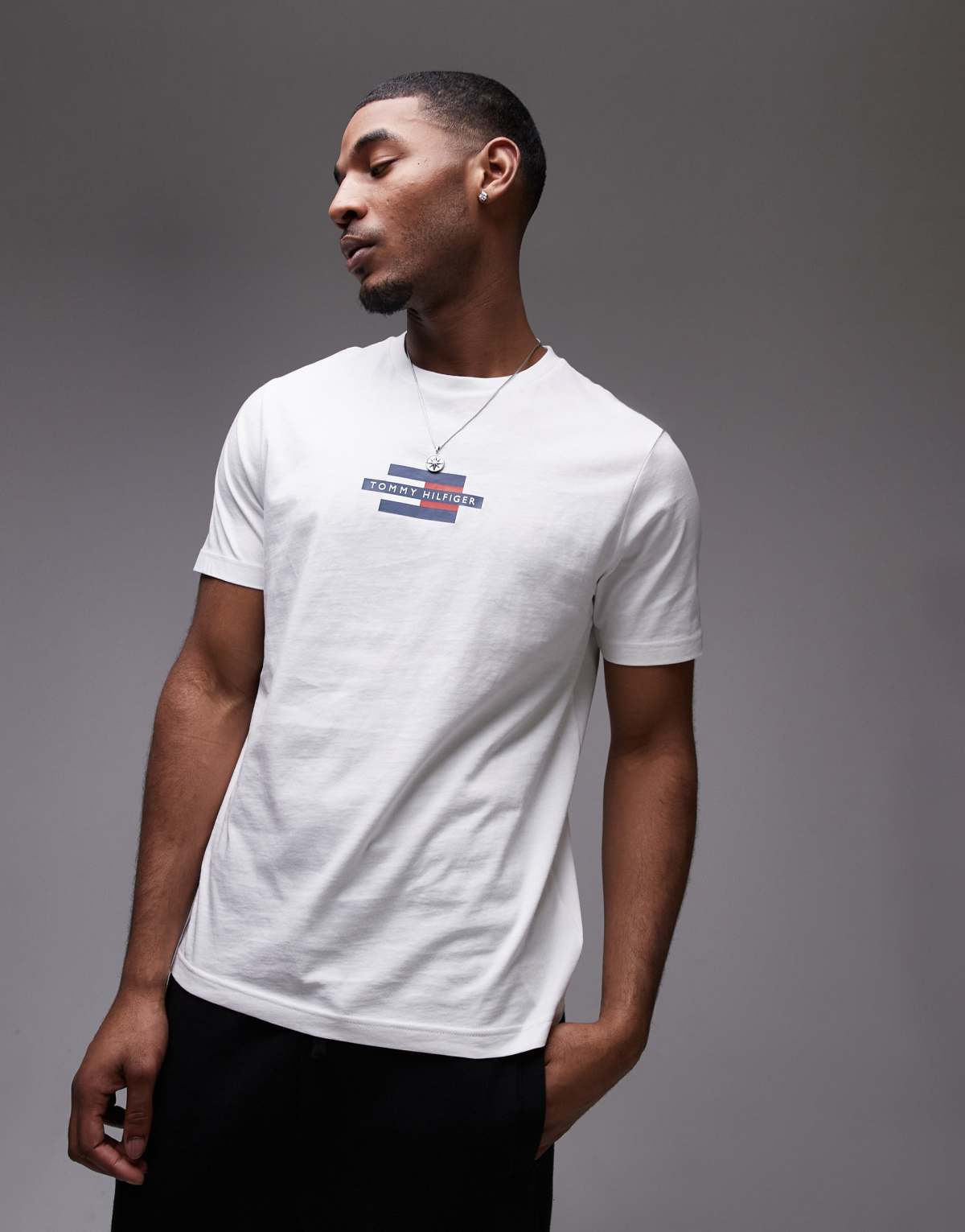 Tommy Hilfiger flag box logo t-shirt in white