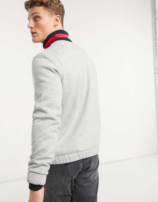 Hilfiger in heather quarter Tommy flag sweater zip | gray collar ASOS