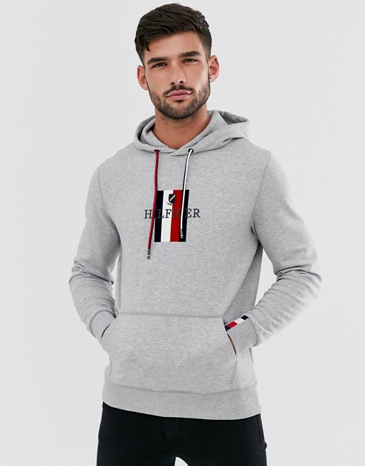 Tommy Hilfiger flag crest logo hoodie in grey